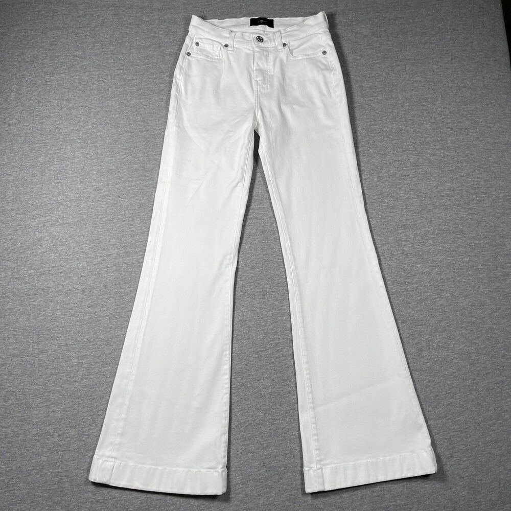 7 For All Mankind Flared Jeans Womens 25 White Denim Dojo Low Rise Y2K